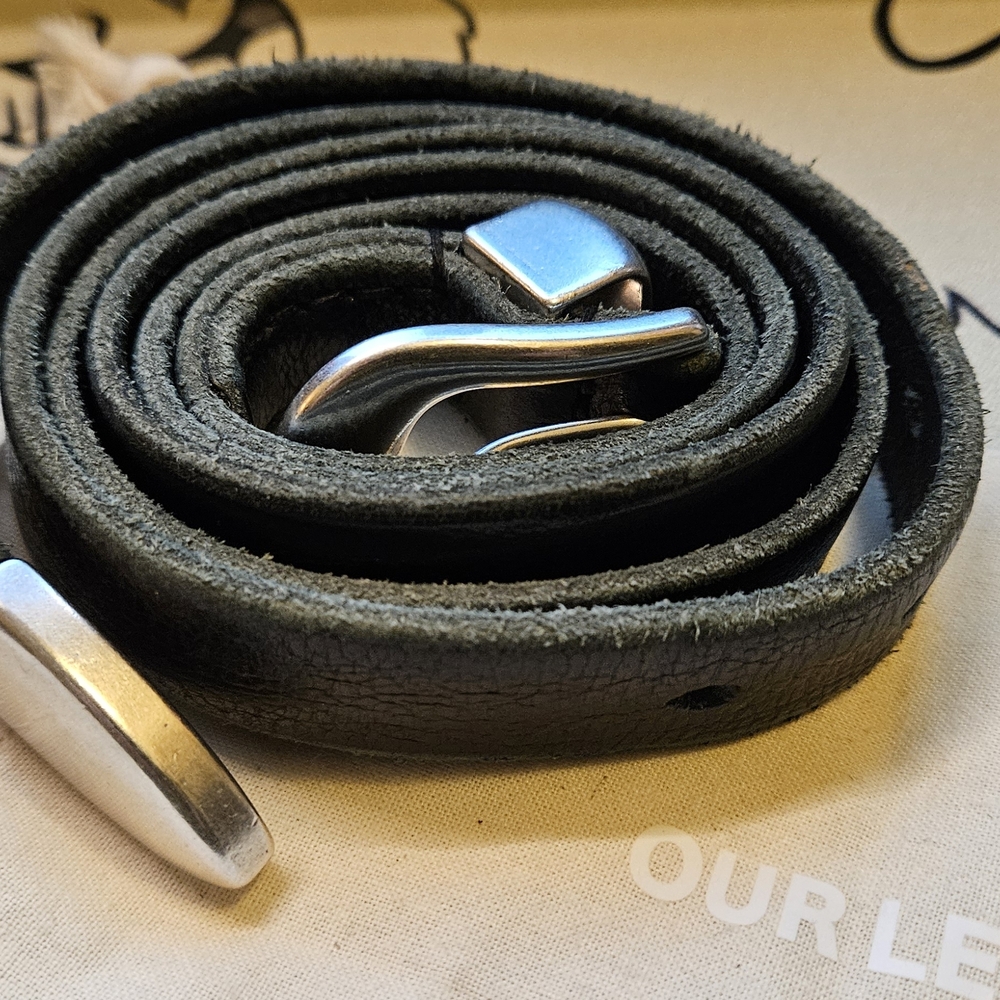 Our Legacy Black Leather Belt Bag with Silver Accents